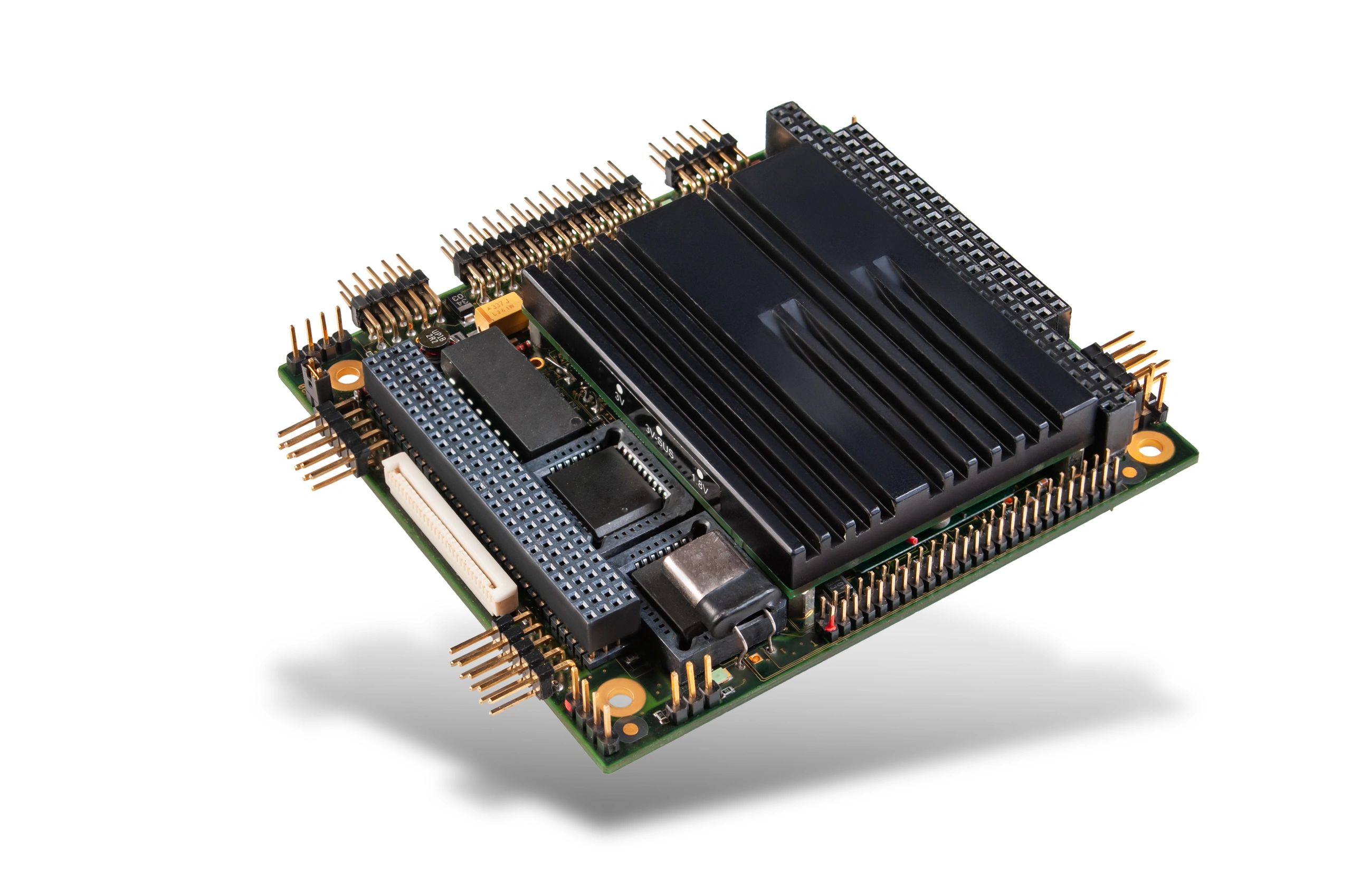 Close-up of an embedded systems circuit board module