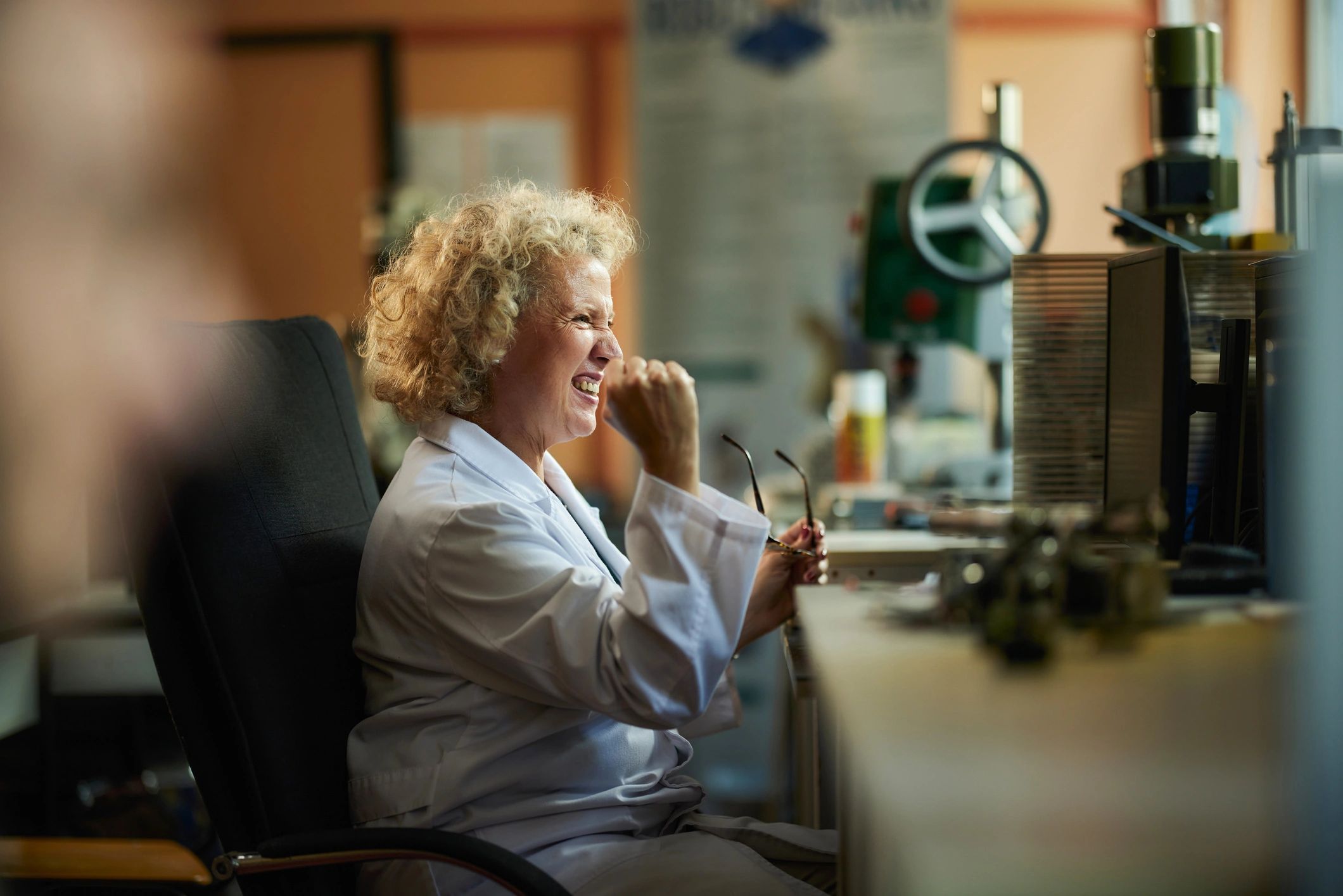 Engineer validating electronics in a laboratory environment